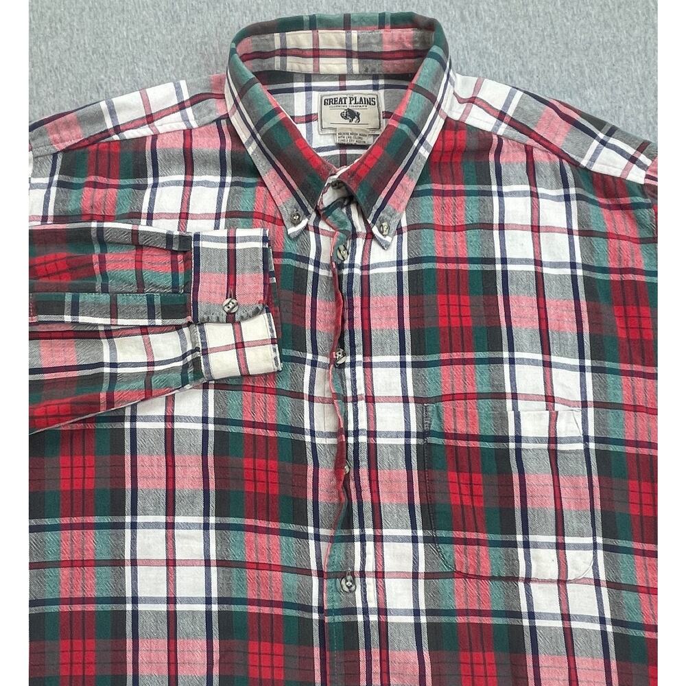 Great Plains Shirt Mens XXL Plaid‎ 100% Cotton Flannel Long Sleeve Button Down